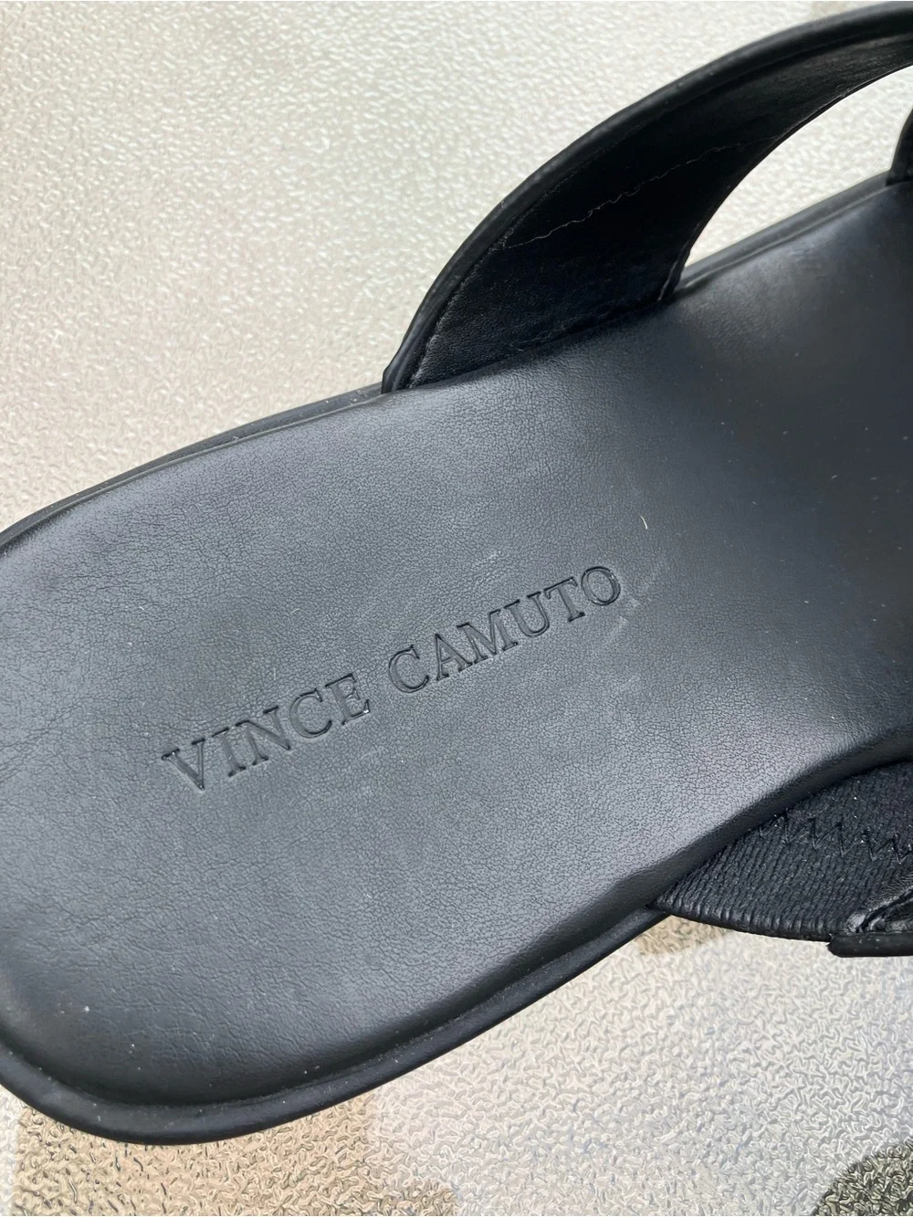 Vince Camuto Black Leather Cross-Strap Men's Slide Sandals